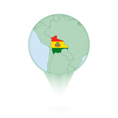 Bolivia map, stylish location icon with Bolivia map and flag.