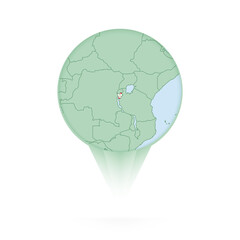 Burundi map, stylish location icon with Burundi map and flag.