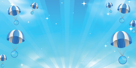 3D Crypto Airdrop Banner, NFT Digital Metaverse Background