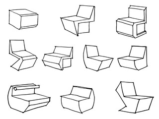 set of chairs vector for design idea illustration decoration