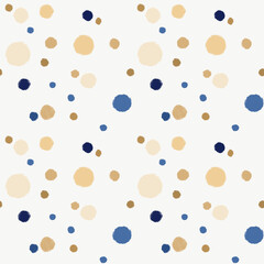 Seamless festive background with gold, blue and beige circles.