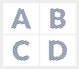 Set of abc line art minimalist creative logo template