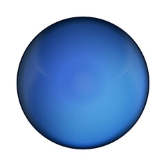 Glass blue ball or precious pearl. Glossy realistic ball, 3D abstract vector illustration highlighted on a white background. Big metal bubble with shadow