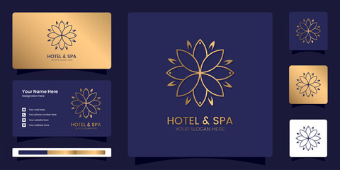 Fototapeta na wymiar Hotel and spa mandala logo with luxury brand identity template