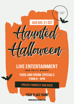 Haunted Halloween Party Poster Flyer Or Social Media Post Design