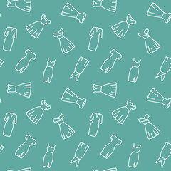 Seamless pattern with woman dress line icons. Vector illustration