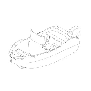 recommend clip art: Outline of a water boat from black lines isolated on a white background. Isometric view. Vector illustration.