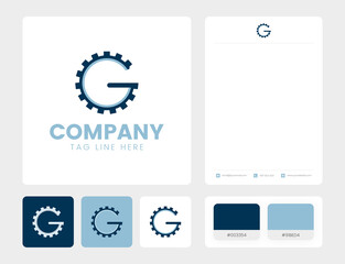 Mechanic G letter gear logo template