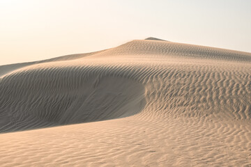 Sand dunes in Qatar desert during sunset