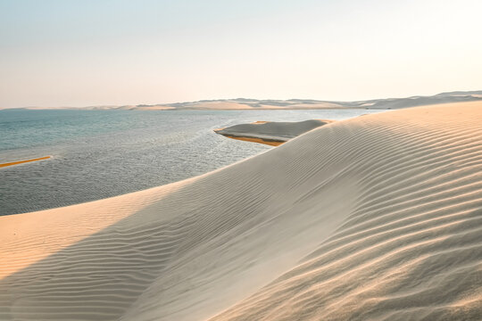 Desert In Qatar, Sealine Landscape During Sunset 