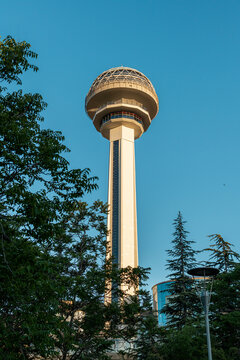 Ankara, Turkey - July 05, 2022: Atakule Tower is the primary landmark of Ankara, Turkey