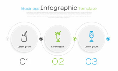 Set line Cocktail, and Glass of champagne. Business infographic template. Vector