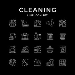 Set line icons of cleaning