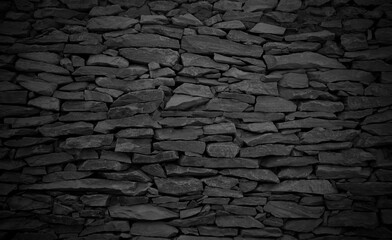 Dark grey brick stone wall texture background with vintage style for design art work.