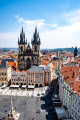 Fototapeta premium Beautiful panoramic view of the old town of Prague, Czech Republic, 