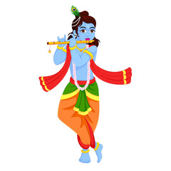 Lord Krishna playing bansuri, dahi handi celebration in Happy Janmashtami festival of India