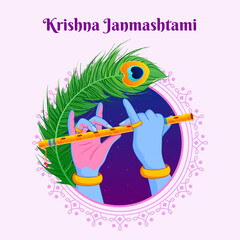 Krishna Hands playing Musical Flute, Happy Krishna Janmashtami 