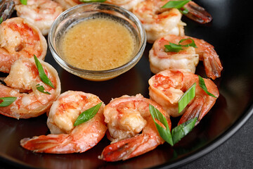 Batter fried crispy shrimp appetizer, selective focus