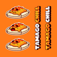 Cute tamago cartoon  Mascot Illustration set