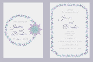Tying the knot. Floral wedding invitation. Watercolor brush design. Pastel color flowers.