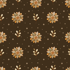 Watercolor seamless pattern  retro with flowers and leaves. Hand drawn background. Floral pattern for wallpaper or fabric. Vintage flowers. 