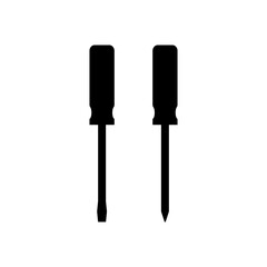 Screwdriver vector silhouette black color isolated.