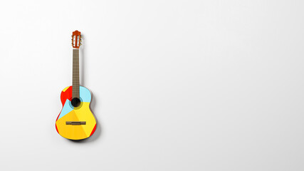 Colorful Variegated Classical Guitar on Light Gray Background
