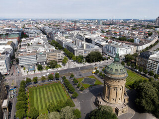 Aerial view on city center of Mannheim in Germany