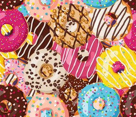 Donut Doughnut Seamless Vector Pattern - 518085717