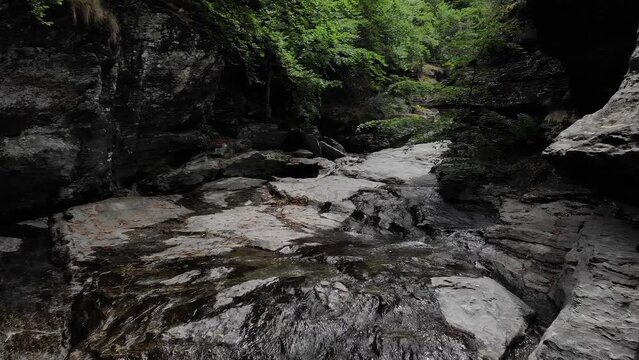 view of a canyon. The river "Ardeche " in The Ardeche gorges, South of France