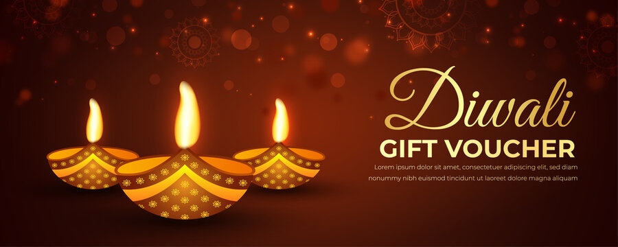 Diwali festival gift voucher banner template
