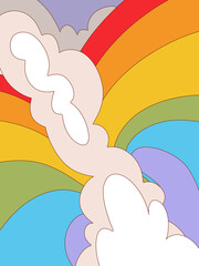 flat illustration of cloudy with rainbow in the sky. abstract background with rainbow. peace, pride, lgbt flag, social media wallpaper