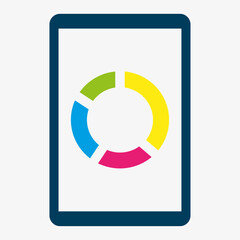 Pie chart tablet. Business concept. Chart concept. Vector illustration. stock image.