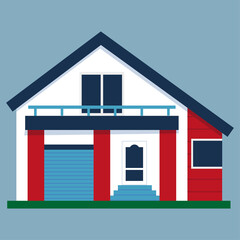 Flat icon with house. Cartoon style. Small house. Vector illustration. stock image.