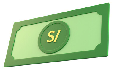 3D Money with Peruvian Sol Currency Symbol