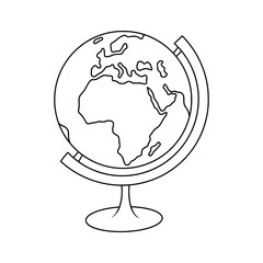 School globe doodle icon. Vector hand-drawn illustration of the globe