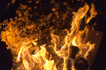 fire, night flame, background texture