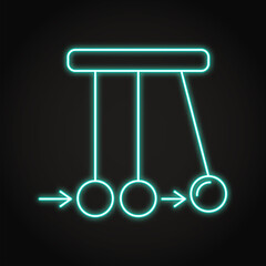 Newton cradle neon icon in line style