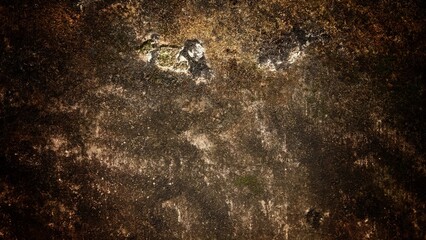 Dark old wall texture background, walls full of scratches and moss