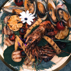 Dishes of restaurant cuisine