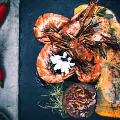 Dishes of restaurant cuisine