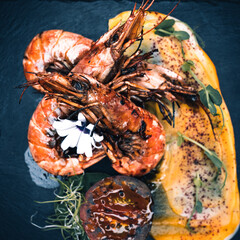 Dishes of restaurant cuisine