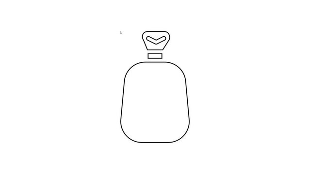 Black line Full sack icon isolated on white background. 4K Video motion graphic animation