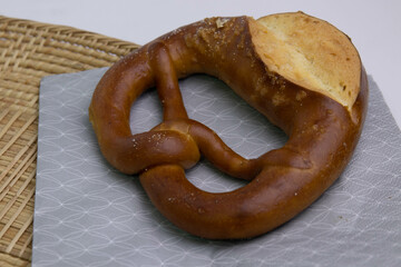 Close up Traditional Germany Bread, Brezel on white background