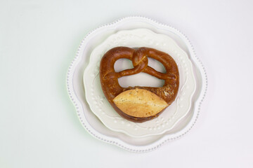 Close up Traditional Germany Bread, Brezel on white background