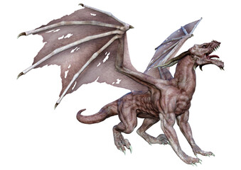 3D Rendering Fairy Tale Dragon on White