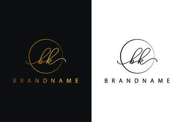 B K BK hand drawn logo of initial signature, fashion, jewelry, photography, boutique, script, wedding, floral and botanical creative vector logo template for any company or business.