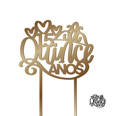Quinceañera cake topper vector design with 15 number and fifteen years phrase in Spanish language for teenage girl Birthday party. Modern calligraphy greeting cut file with and without sticks.