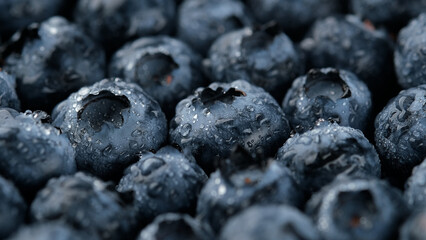 Fresh blueberries macro, top view