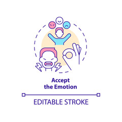 Accept emotion concept icon. Admit feelings. Emotional regulation skills abstract idea thin line illustration. Isolated outline drawing. Editable stroke. Arial, Myriad Pro-Bold fonts used